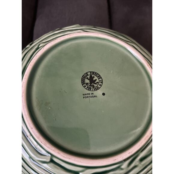 Bordallo Pinheiro Ceramic Oak Leaf Serving Bowl Green Acorn Leaves Twigs 8" - Picture 6 of 6